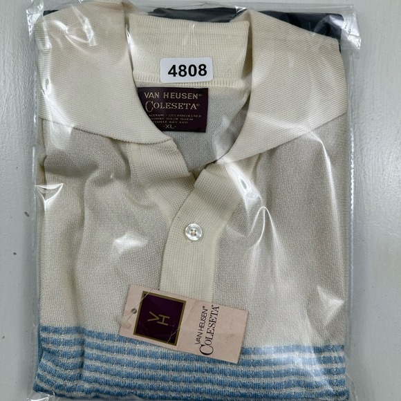 NEW VTG 60s Van Heusen Coleseta‎ Polo Shirt Men Fits Large Tag XL Blue Black - Picture 13 of 14